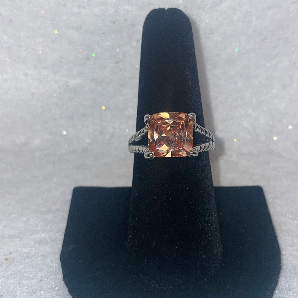 Square Orange Stone Ring